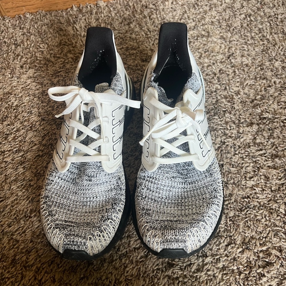 Black and White Knit Performance Running Shoes